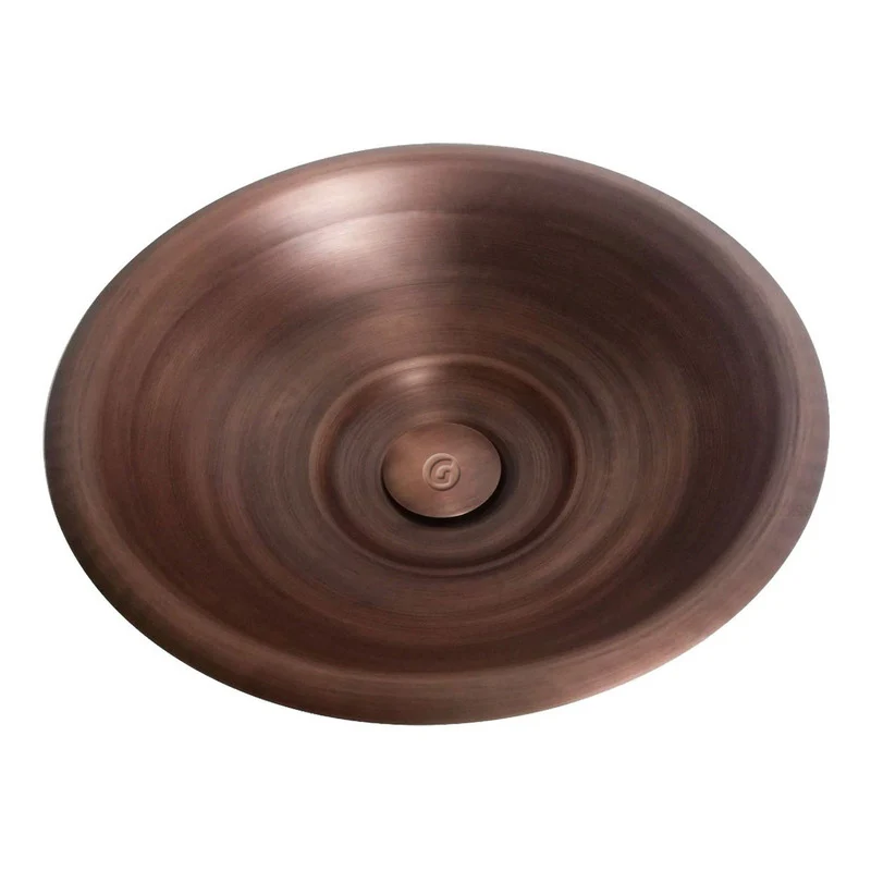 Lavamanos Circular 38cm Vintage Bronce Antiguo Con Desague - Image 5