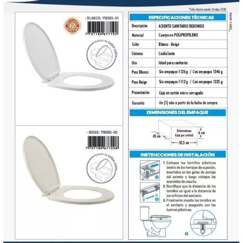 Asiento Sanitario Caída Lenta, Redondo - Image 3
