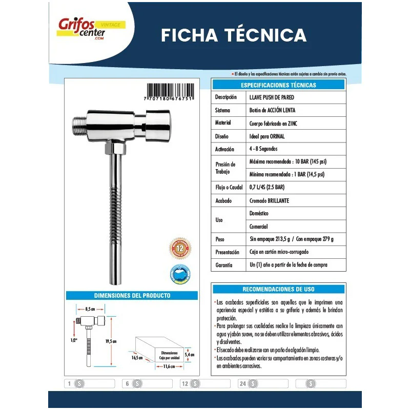 Válvula Push Orinal - Image 3