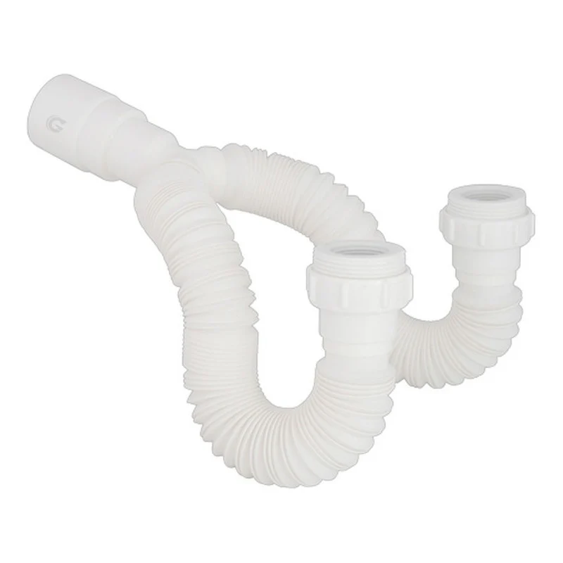 Sifon Flexible Doble Lavaplatos/lavamanos Blanco