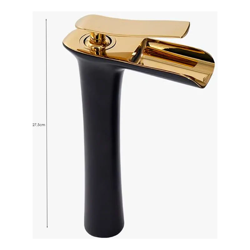 Griferia Monocontrol Lavamanos Cascada Negro/dorado - Image 2