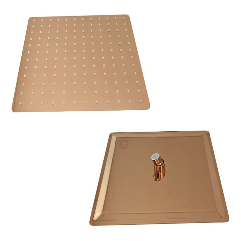 Kit De Ducha 20 X20 Cm + Tubo 40cm + Monocontrol Rosa Vintag - Image 4