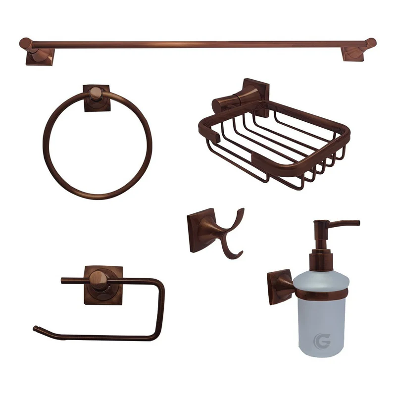 Juego De Accesorios Para Baño 6 Piezas Cobre Antiguo Vintage