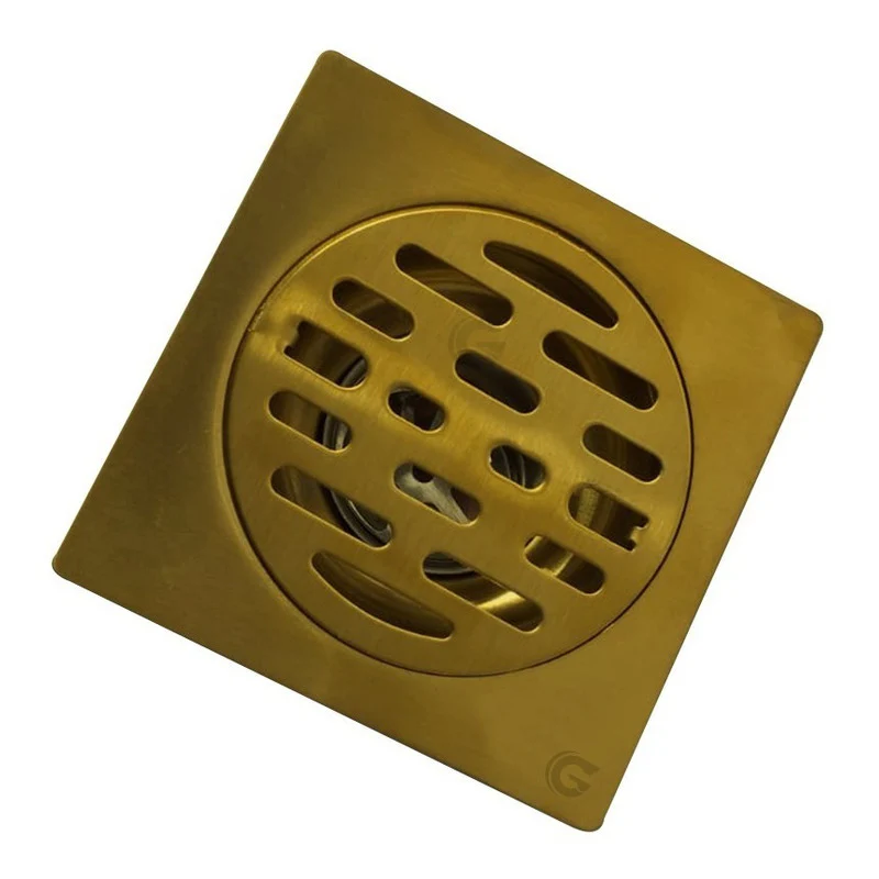 Rejilla De Piso Cuadrada De 10x10cm Dorada