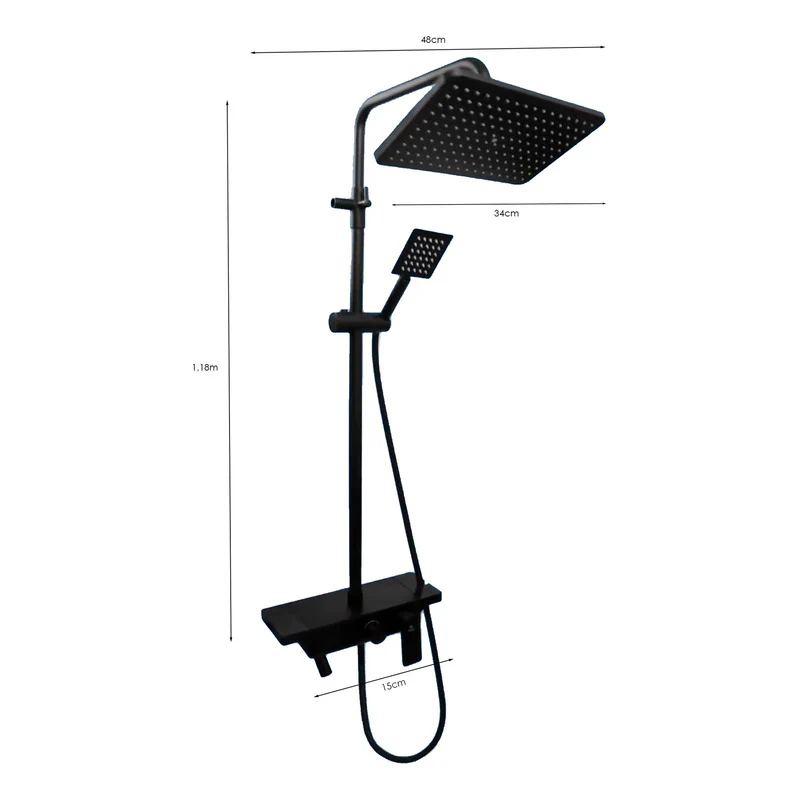 Set Columna De Ducha Negro Mate Con Teleducha Integrada - Image 2