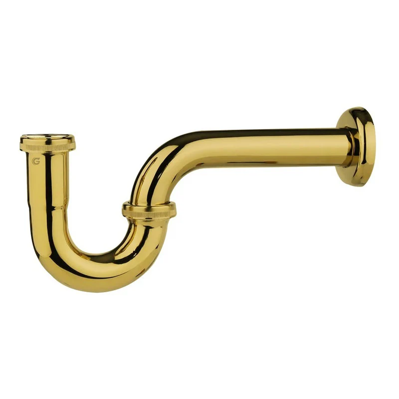 Sifón En P Metálico Dorado Oro Vintage