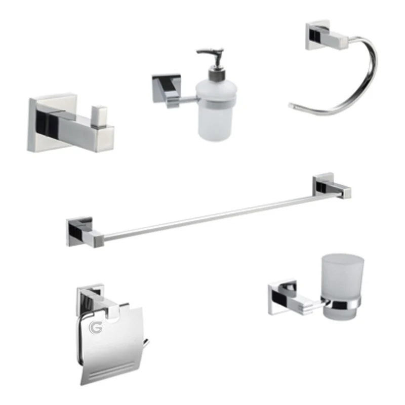 Juego De Accesorios Cuadrado Cromado X6