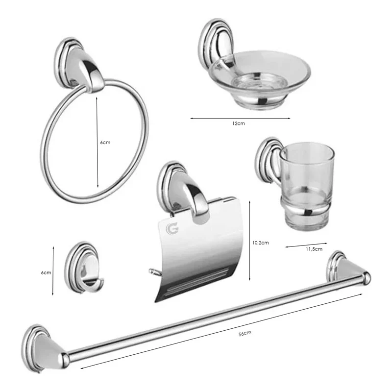 Juego De Accesorios Para Baño Cromado Colomba - Image 2