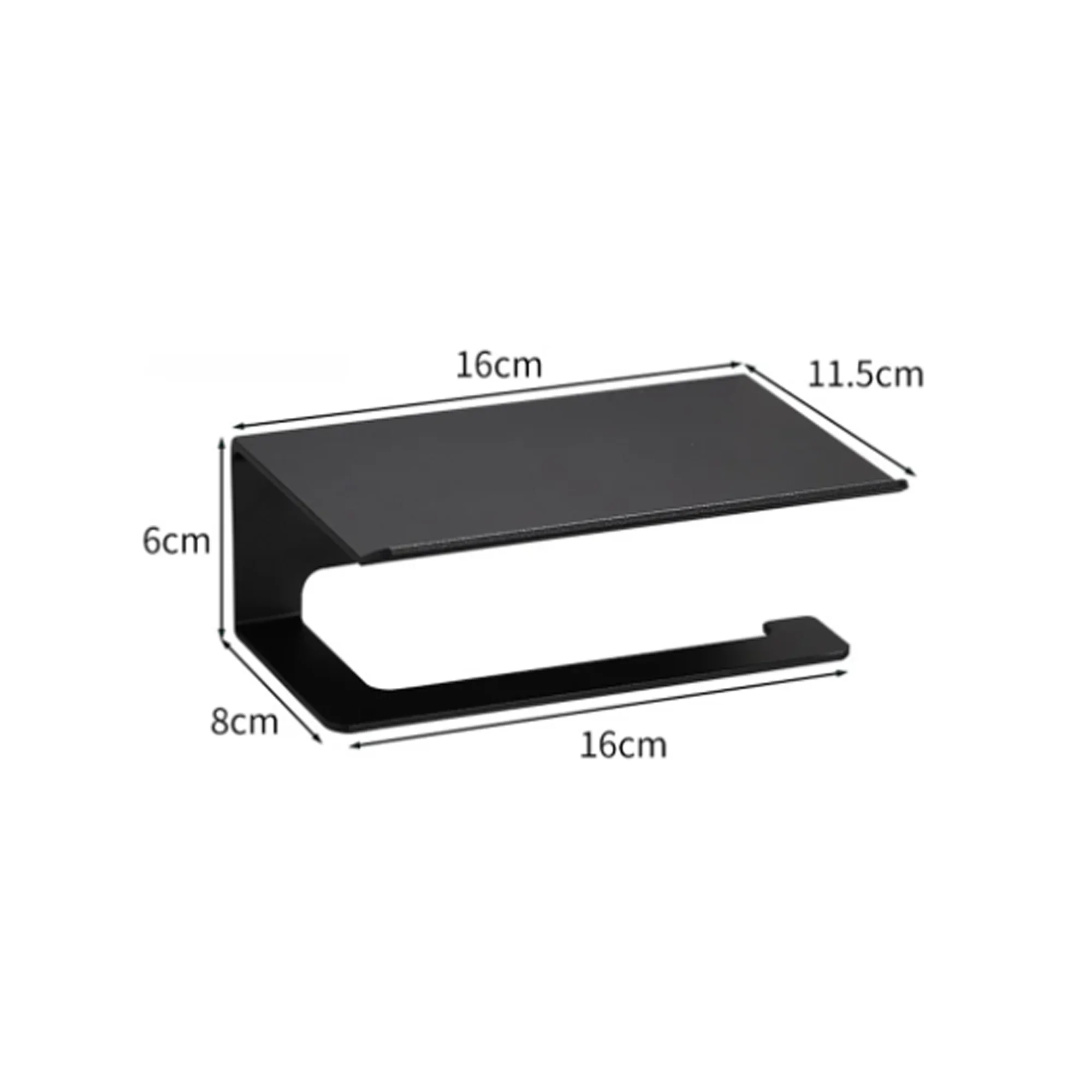 Portarrollo para Baño con Repisa Aluminio Negro Mate - Image 2