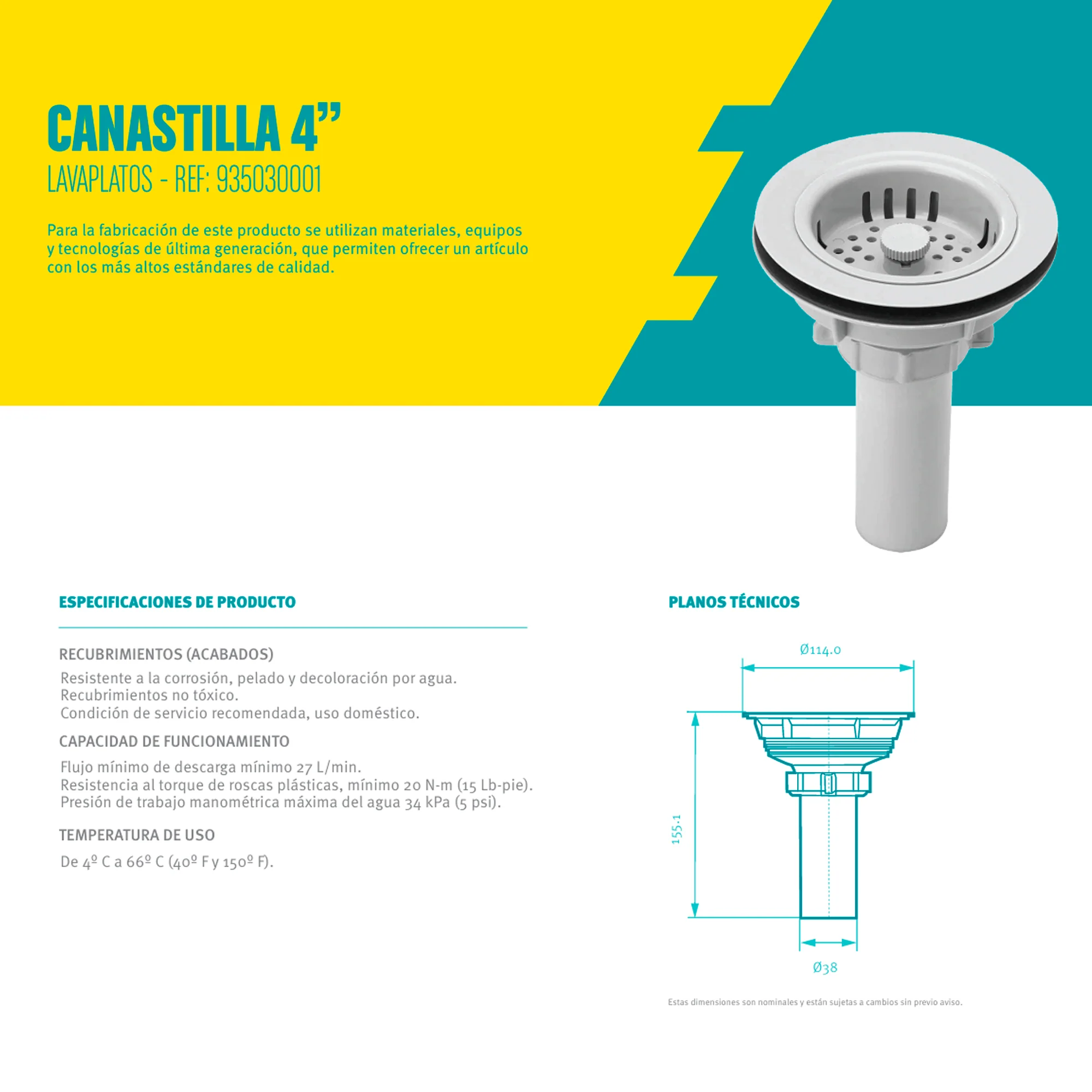 Canastilla Para Lavaplatos Plastico Cromo 4" GRIVAL - Image 3