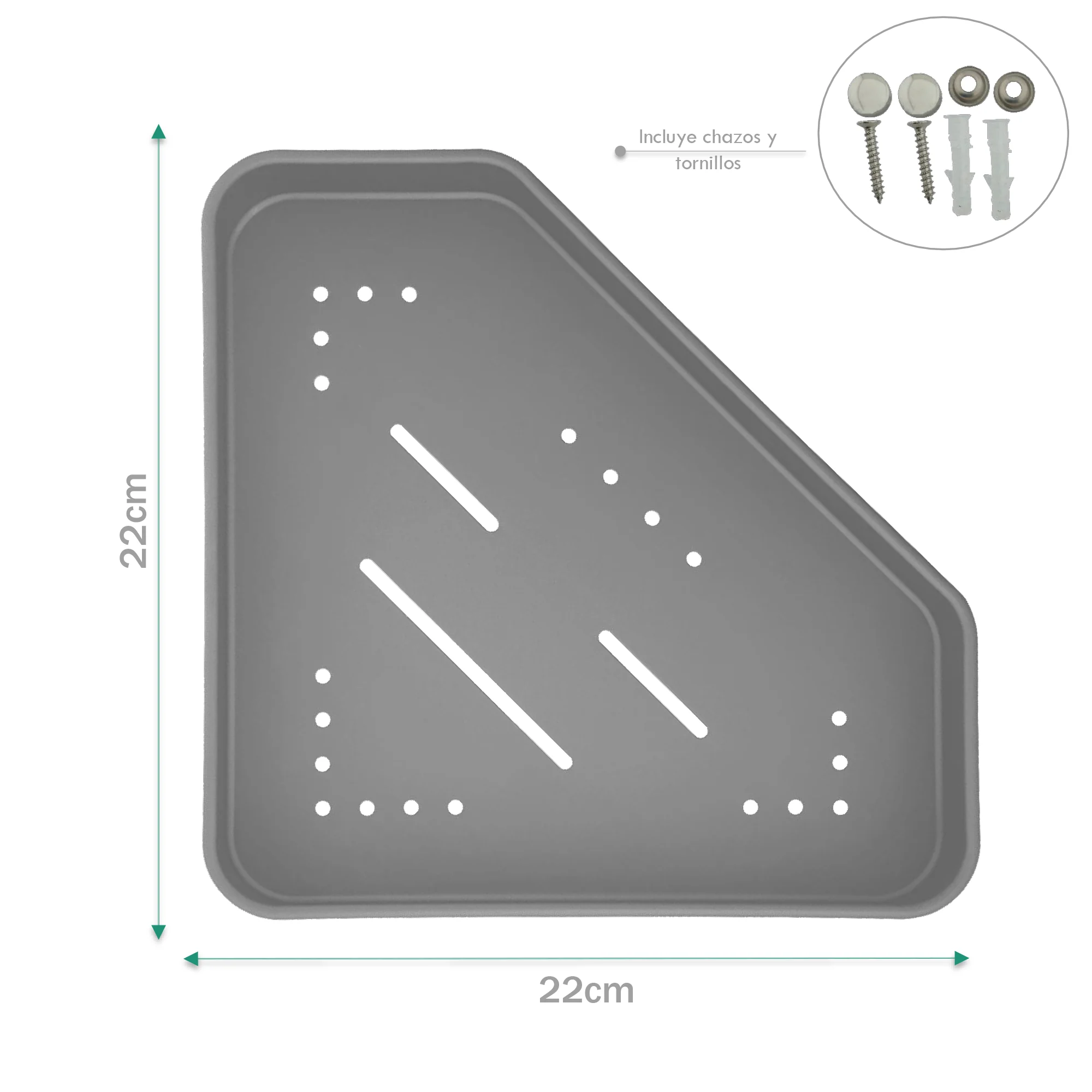 Repisa Esquinera para Baño Gris Aluminio Modern - Image 3