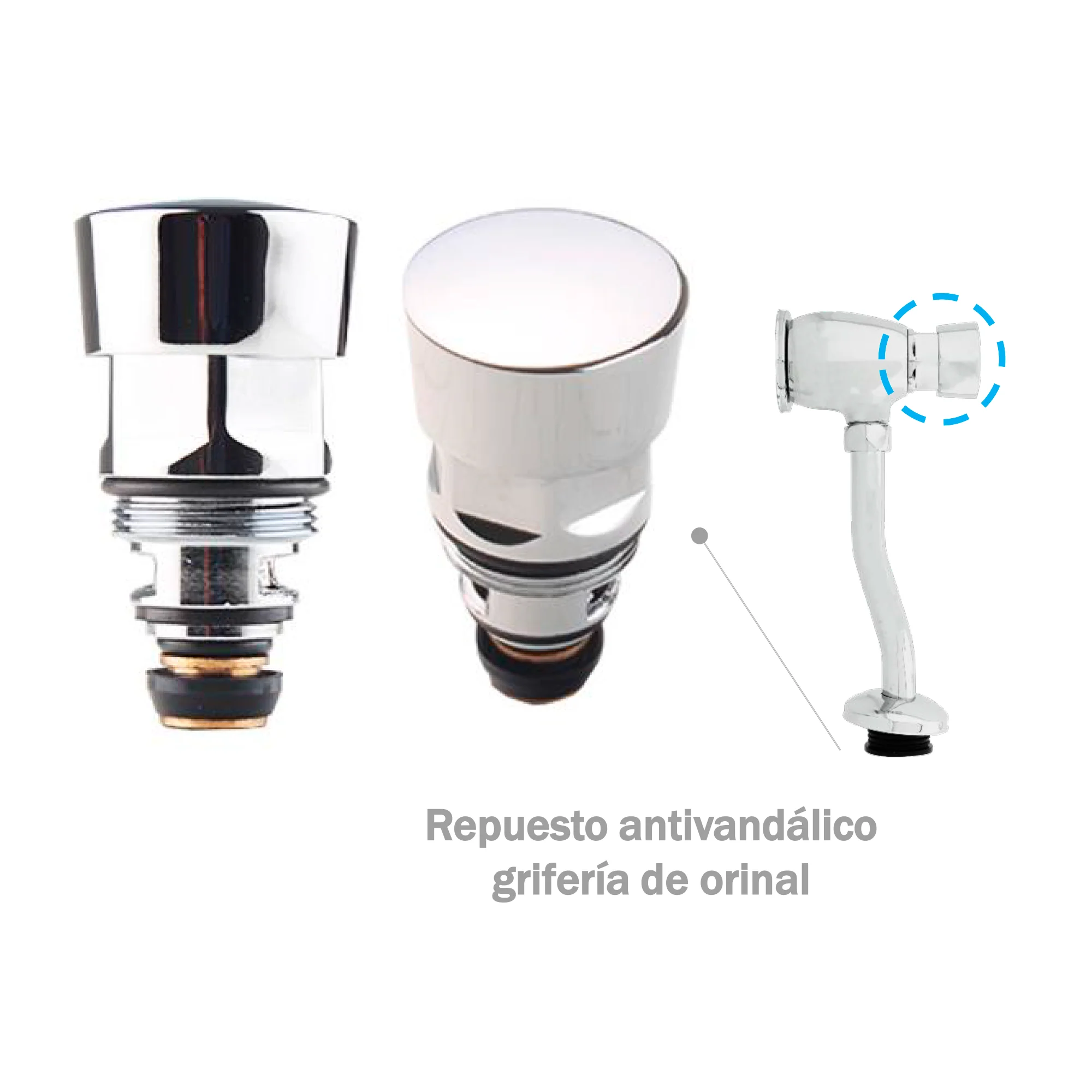 Repuesta para Griferia de Push Orinal Pesada Cromada - Image 2