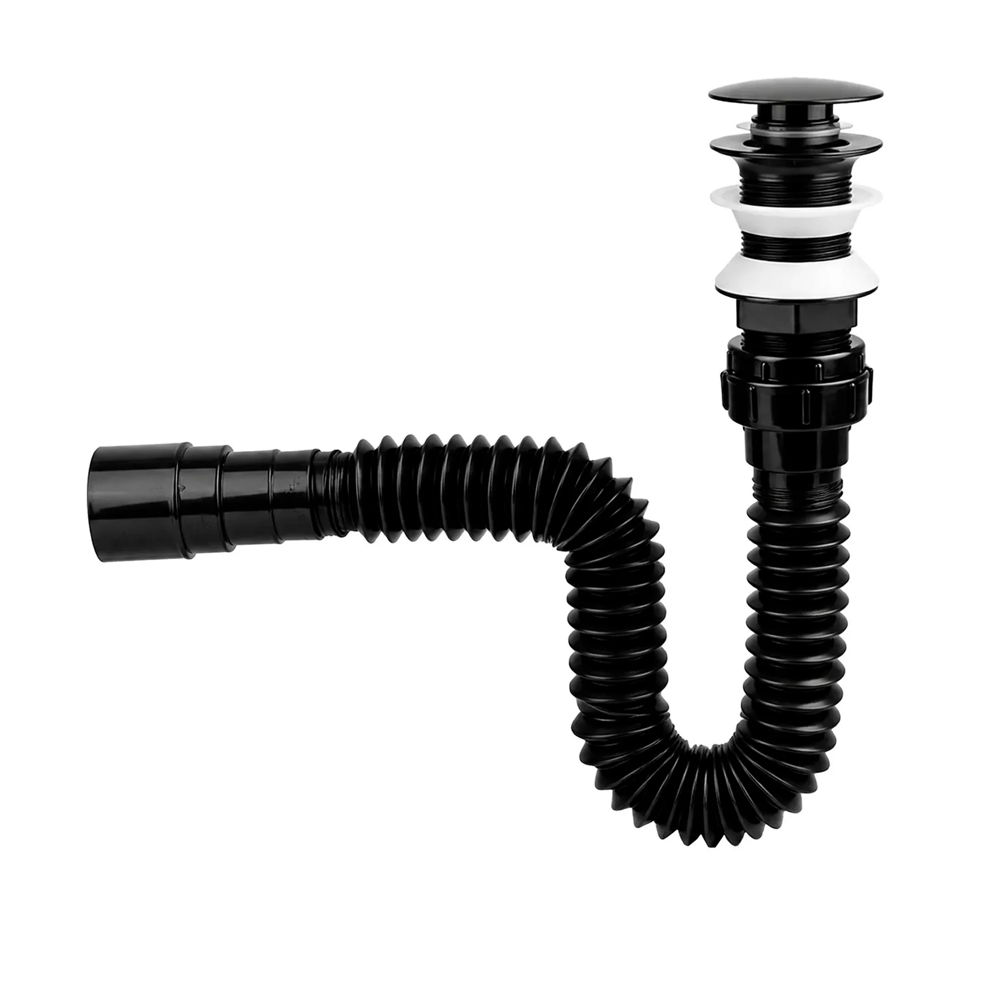 Sifon Flexible para Lavamanos con Push Negro Mate - Image 2