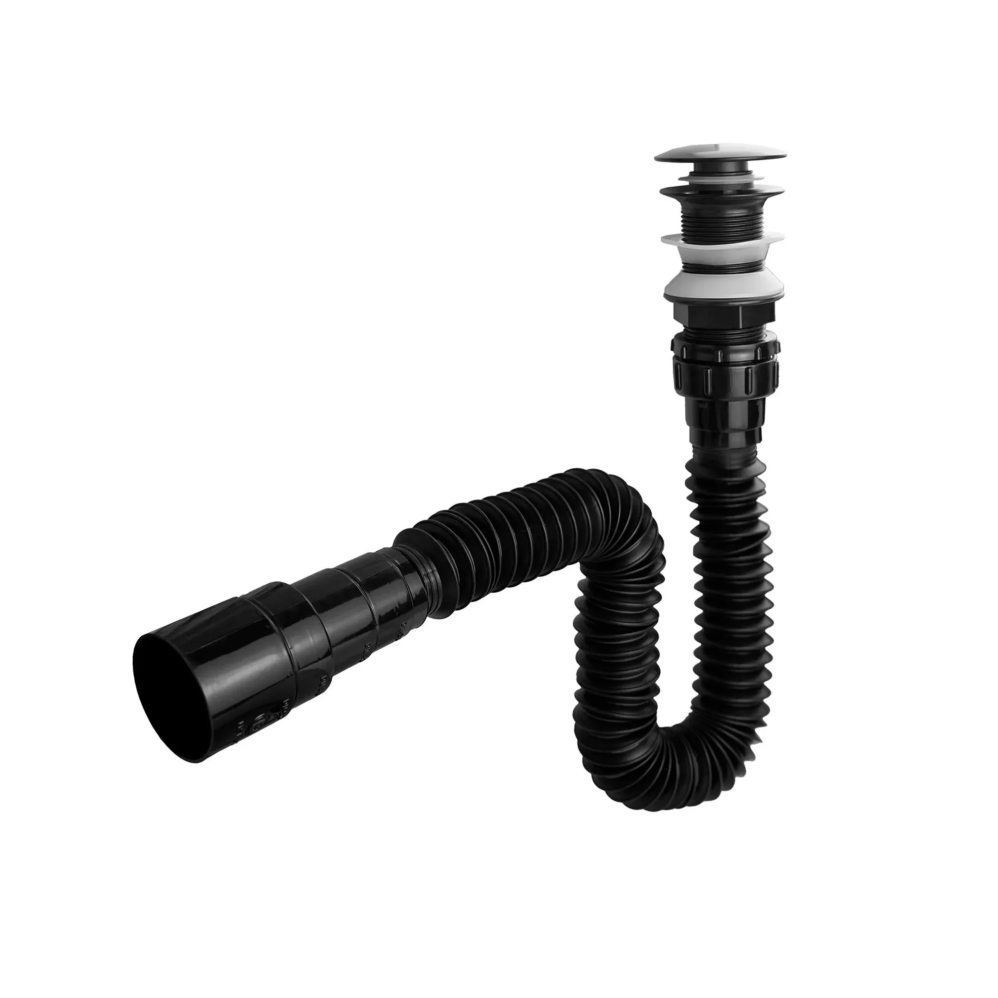 Sifon Flexible para Lavamanos con Push Negro Mate - Image 3