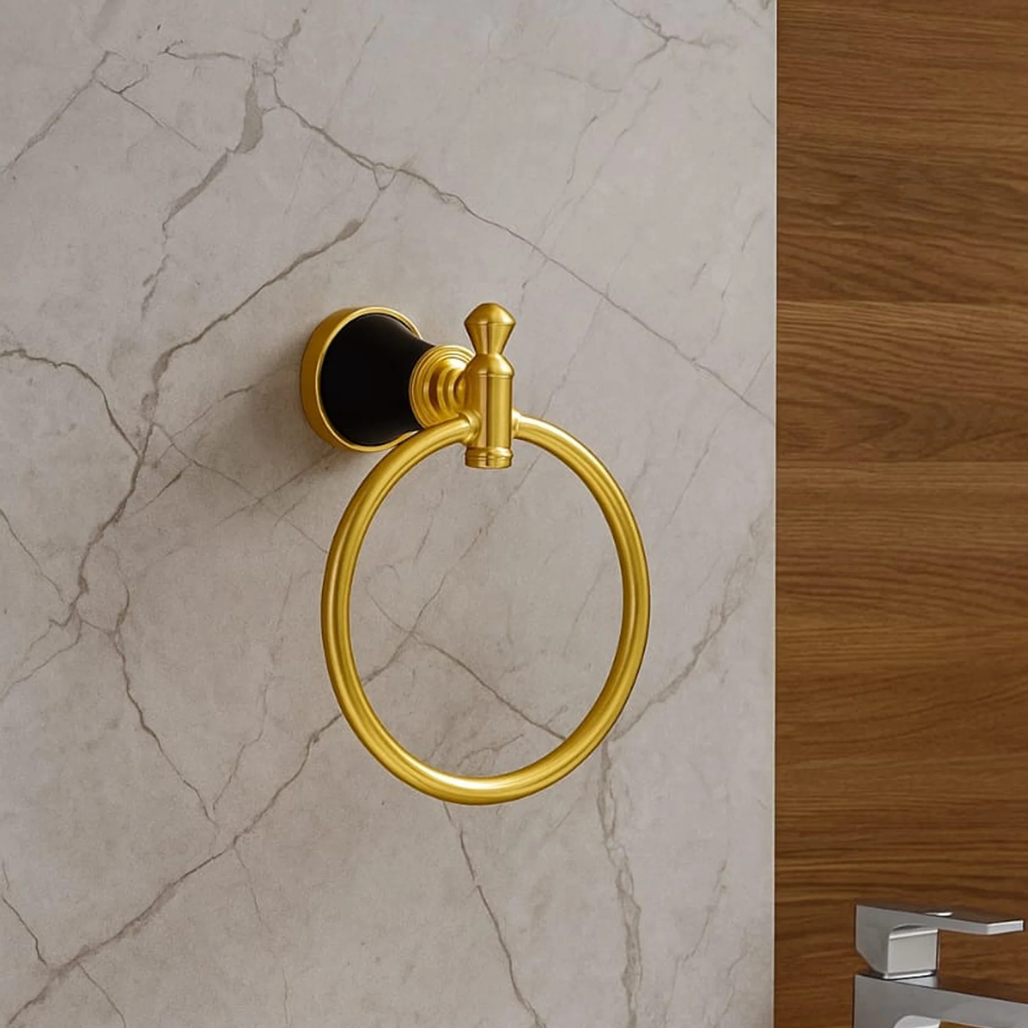 Toallero Aro para Baño Aluminio Dorado Diamante - Image 4