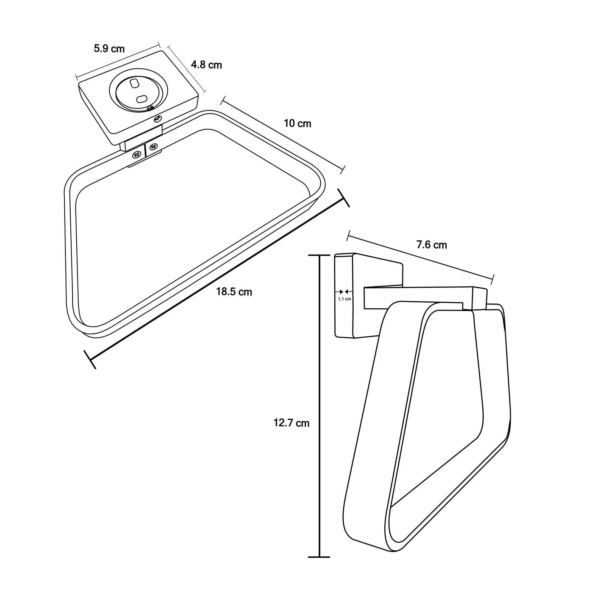 Toallero Aro Para Baño Aluminio Negro Mate Perla - Image 3