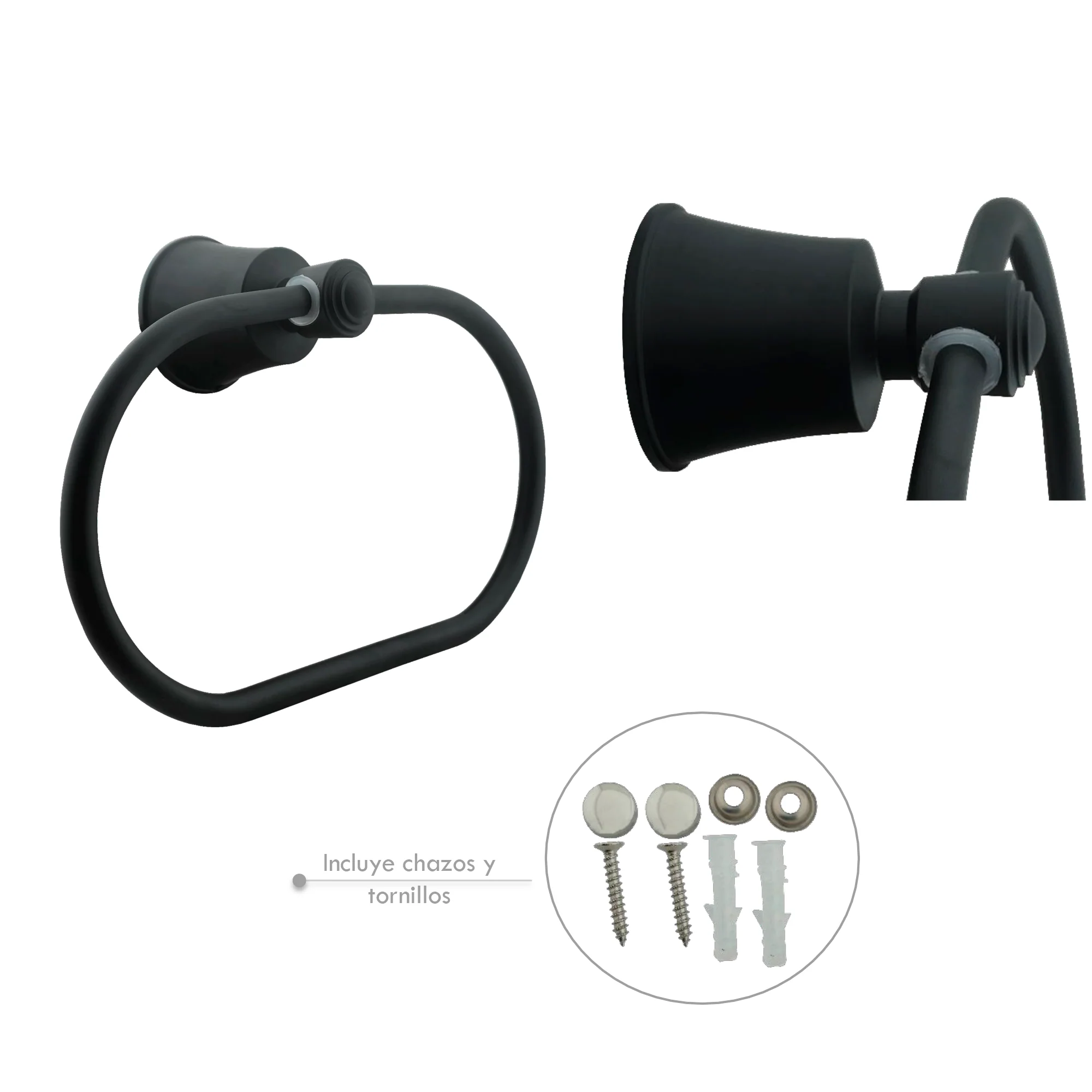 Toallero Aro Para Baño Aluminio Negro Mate Turmalina - Image 2