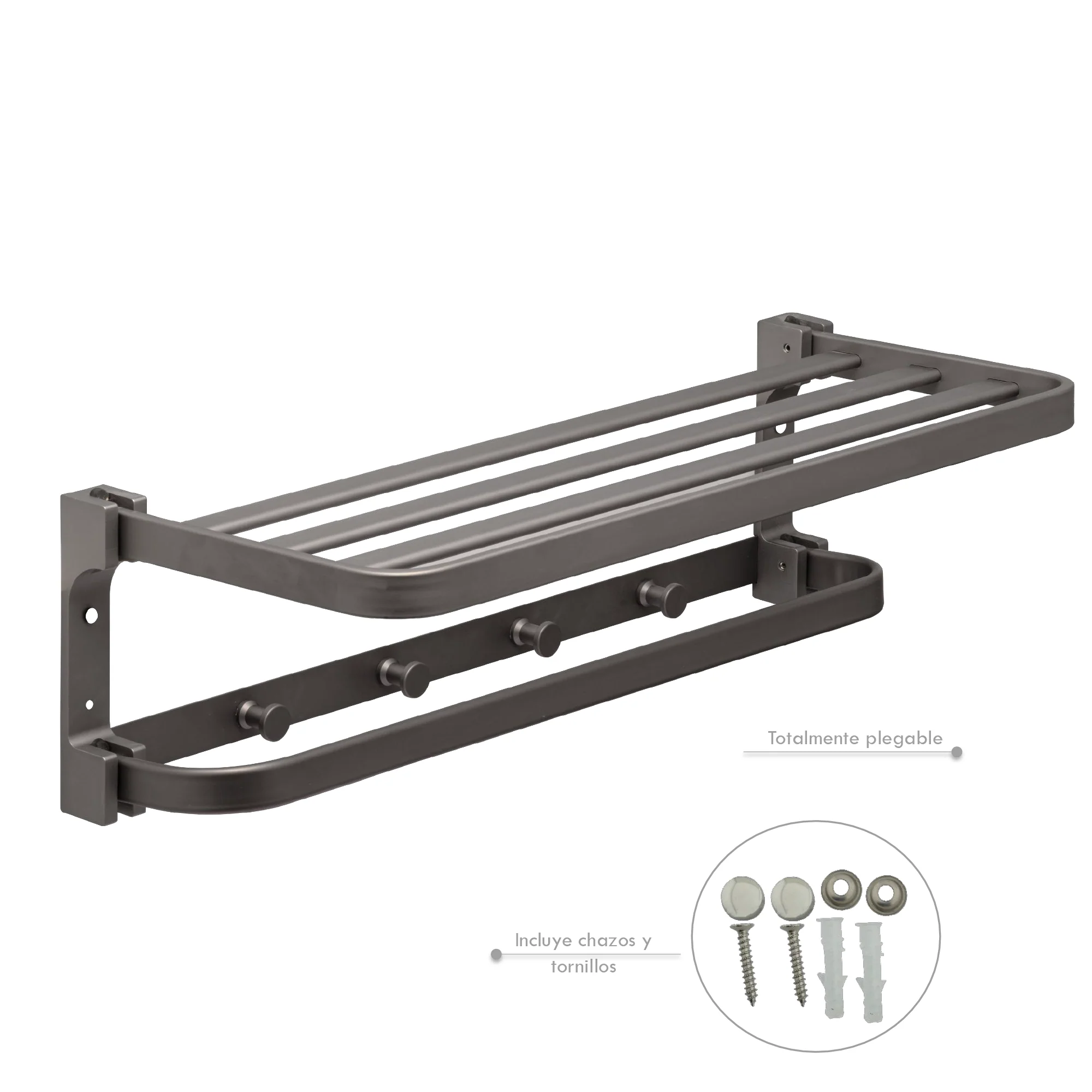 Toallero Hotelero para Baño en Aluminio Gris - Image 2