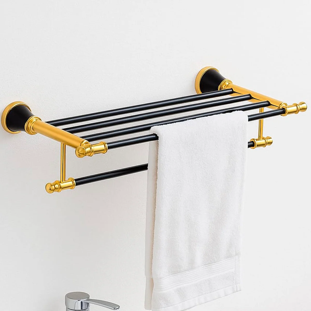 Toallero Hotelero para Baño en Aluminio Negro/Dorado - Image 4